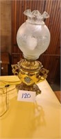 Vintage Lamp with Globe 13" High