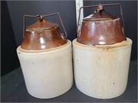 Two Antique Pottery Pickle Jars