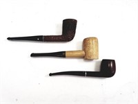 (3) ANTIQUE SMOKING PIPES Briar France England