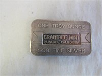 One Oz. .999 Fine Silver Bar - Paradise, CA