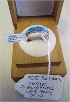 Silver Navajo made Opal Ring Size 10