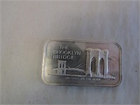 One Oz .999 Fine Silver Bar - Brooklyn Bridge