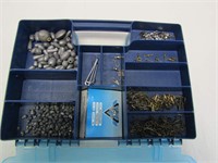 Plastic Box Filled with Hooks & Sinkers