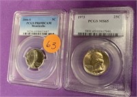 LOT OF 2 GRADED COINS - SEE PICS (63)