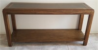 814 - WOOD CONSOLE TABLE W/INLAY TOP (52" LONG)