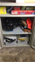 STORAGE BAGS, HATS, MISC IN CABINET