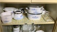 CORNING WARE AND MISC IN CABINET