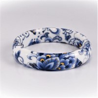 Designer Blue + White Genuine Porcelain Bangle