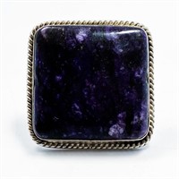 NAVAJO Purple Charoite & Silver Statement Ring