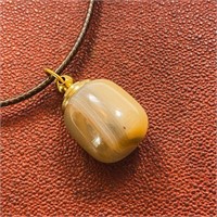 Polished Agate & Gold Bottle Cord Necklace