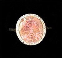 $725 6.5+ CT Pink Larenskite® Silver Halo Ring