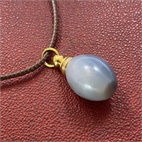 20" Grey Agate & Gold Bottle Cord Necklace