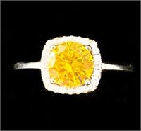 1.75+ CT Canary Larenskite® Silver Halo Ring