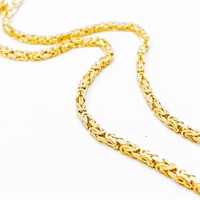 Heavy 20" Square Byzantine Link 18k Gold Chain