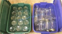 TWO TOTES OF WIDE MOUTG QUART JARS