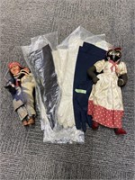 Lot: 2 Dolls and Several Pairs of Ladies' Gloves.