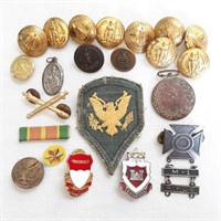 Military Buttons, Pins, Etc.