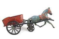 Antique Cast Iron Carpenters horse drawn cart