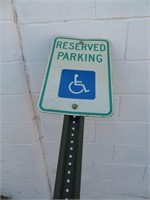 Metal Handicap Parking Sign on Post
