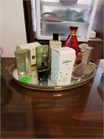 MIRROR OF PERFUME  BOTTLES --SOME USED