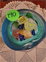 ART GLASS CANDY IN GLASS DISH