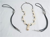 2 Native Bolo ties & 1 necklace - Deity &