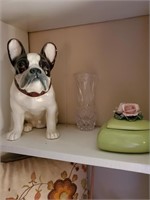 SHELF CONTENTS- DOG FIGURINE AND MORE