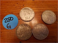 ASSORTED DATES SILVER PEACE DOLLARS * 4 X YOUR MON