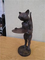14" H Vintage Metal Business Cat Statue