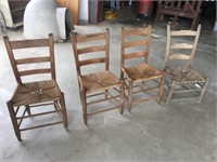 (4 Vintage Ladder Back Chairs