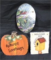 3 Hand Painted Slate Hanging Signs