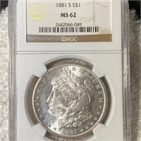 1881-S Morgan Silver Dollar NGC - MS62
