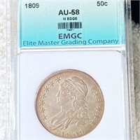 1809 Capped Bust Half Dollar EMGC - AU58