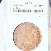 1823 Capped Bust Half Dollar ANACS - AU50 "O-106"