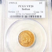 1909-S Indian Head Penny PCGS - VF20