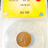 1878 Indian Head Penny ANACS - AU55