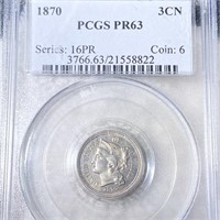 1870 Three Cent Nickel PCGS - PR63