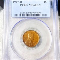 1927-D Lincoln Wheat Penny PCGS - MS 62 BN