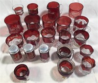 Souvenir red/clear glasses/Salt shakers