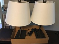 Matching metal frame lamps w/shades