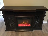 Wood fireplace cabinet w/electric fireplace