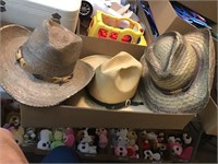 3 straw cowboy hats