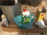 Trash can, cleaning supplies & trash bags