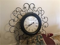 Metal artwork framed wall clock - heavy