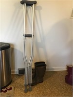 Aluminum crutches & rubber boots