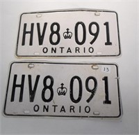 Pair Ontario Licence Plates (HV8 091)