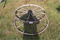 2 WOOD SPOKE WHEELS - 48"