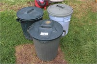 3 RUBBER TRASH CONTAINERS
