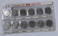 Canada 125th  1867-1992 Province Quarters Set
