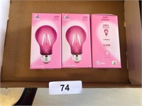 (3) LED Clear Pink Light Bulbs